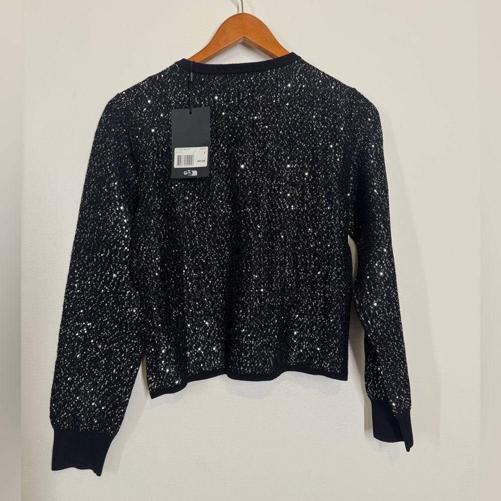 NWT The Koolples Black Sequin Cardigan Button Up Size Small Knit sweater - Picture 4 of 10